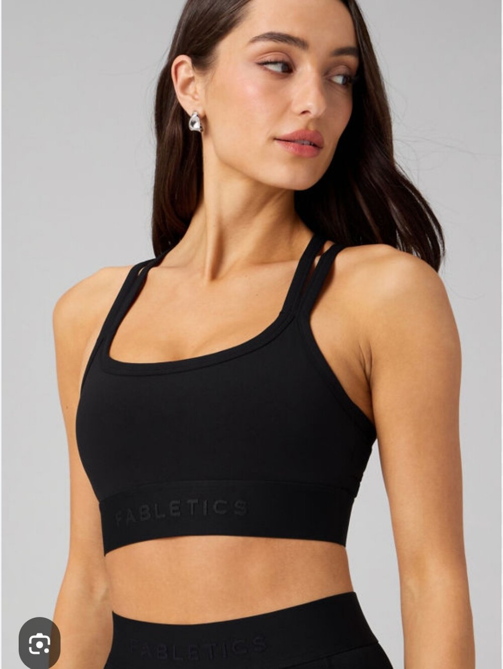 Fabletics Padded Black Double-Strap Sports Bra